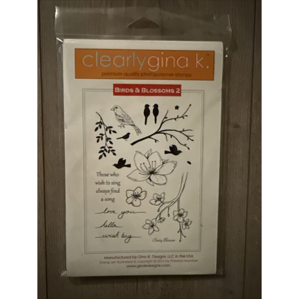 NEW Clearly Gina‎ K. Photopolymer Stamps Birds & Blossoms 2